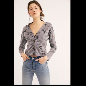 Free People NWT Caroline Gray Purple Cardigan